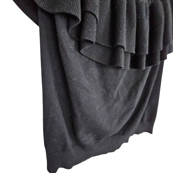 J Crew Sweater Women XL Black Knit Sweater Off Shoulder Sweater Ruffle Sweater - Picture 3 of 6